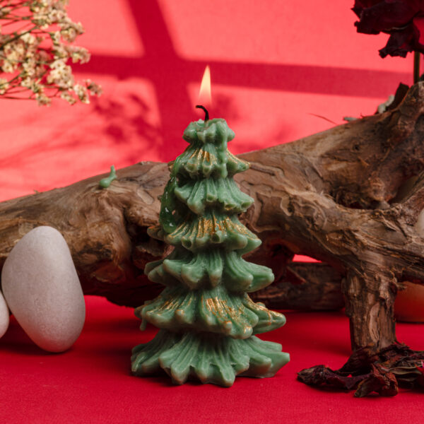 Vaibhyaa Scented Christmas Tree Candle - Green Lemongrass Holiday Decor Candle - Image 3