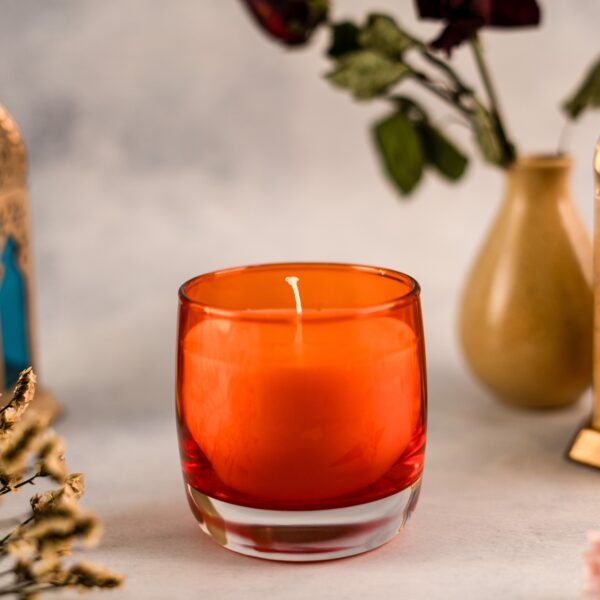 Vaibhyaa Orange Crystal Jar Candle - Zesty Citrus Scent in a Vibrant Glass Jar