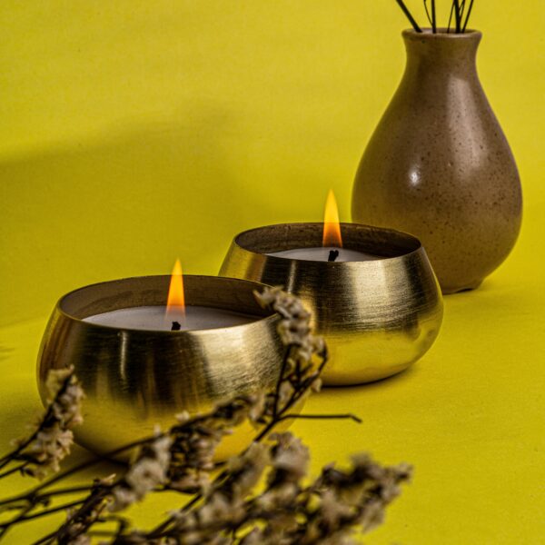 Vaibhyaa Golden Tin Candle Set - Luxurious Metallic Candles for Home Decor